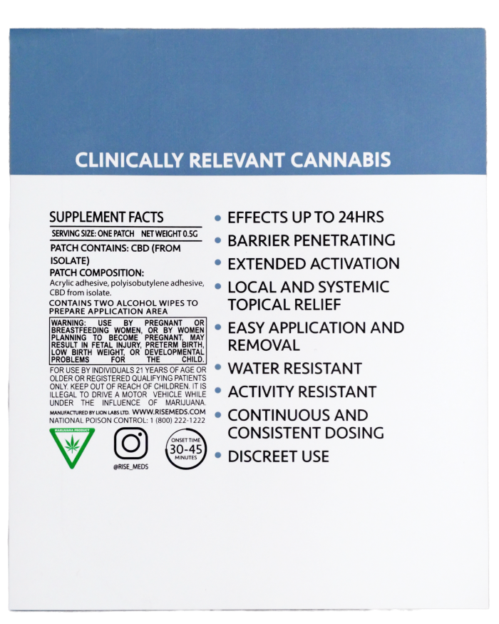 RISE CBD patch information