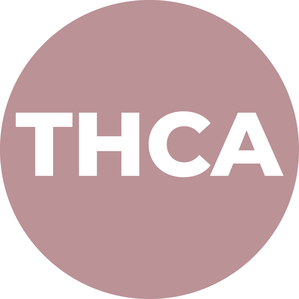 THCA text on pink circle