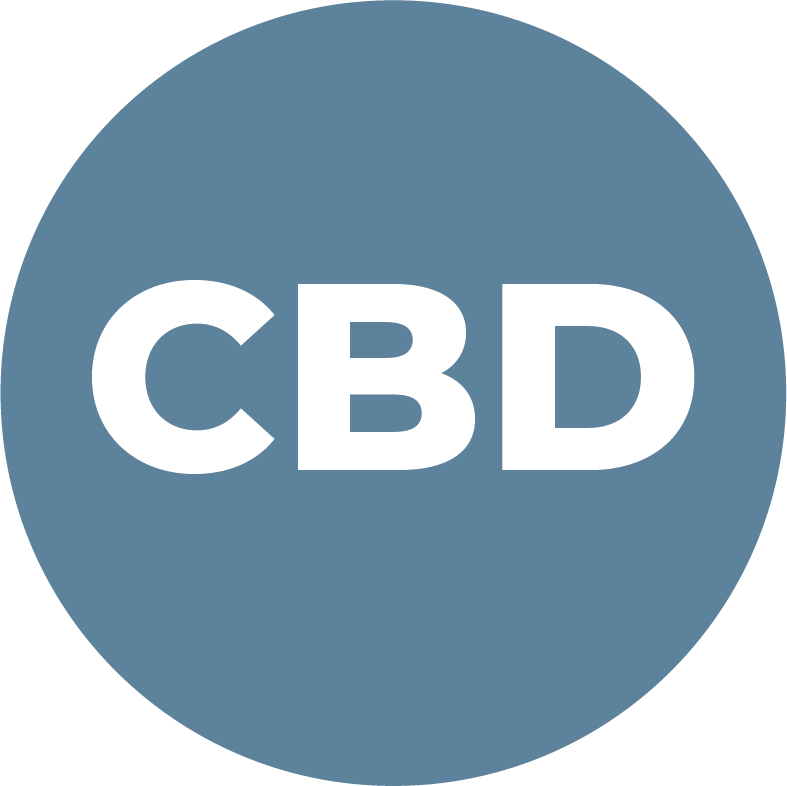 CBD text on blue circle