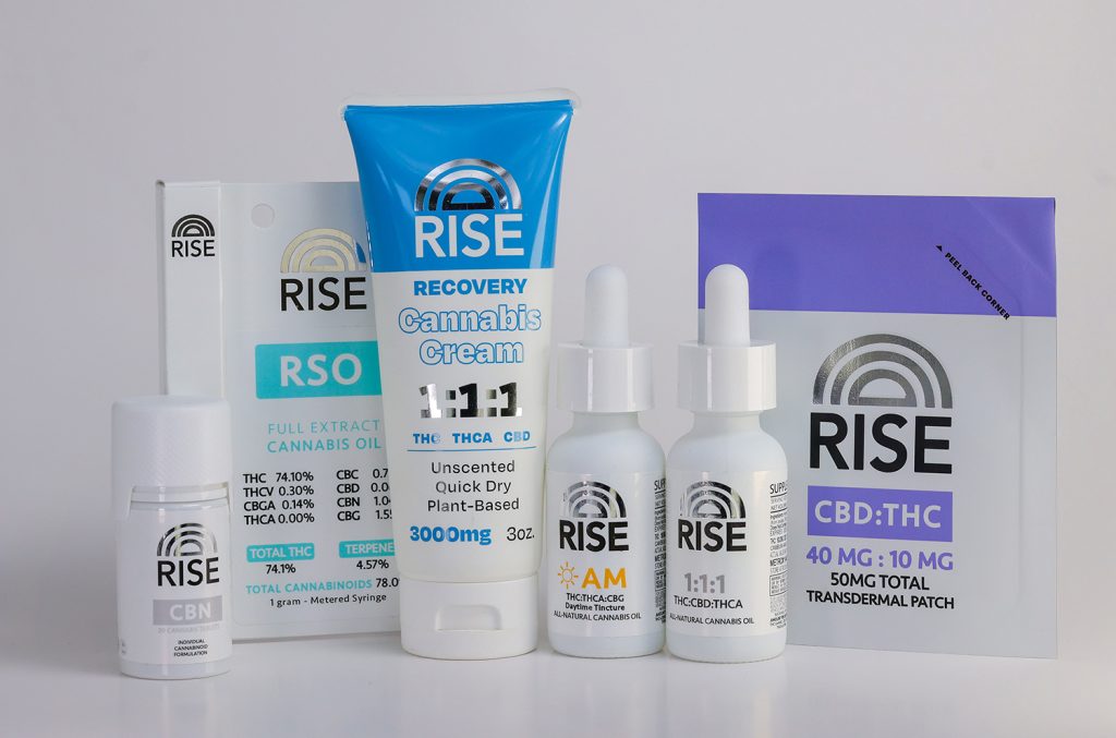 RISE meds cream, tablets, patches, and distillate products